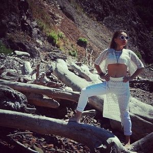 Handmade lace set, apron and crop top